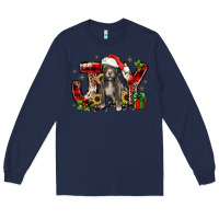 Navy Christmas joy pitbull Long Sleeve Tee - JahusDesignShop