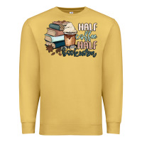 Antique Gold half coffee half bookworm Premium Sweatshirt - MaliasSmallBusiness