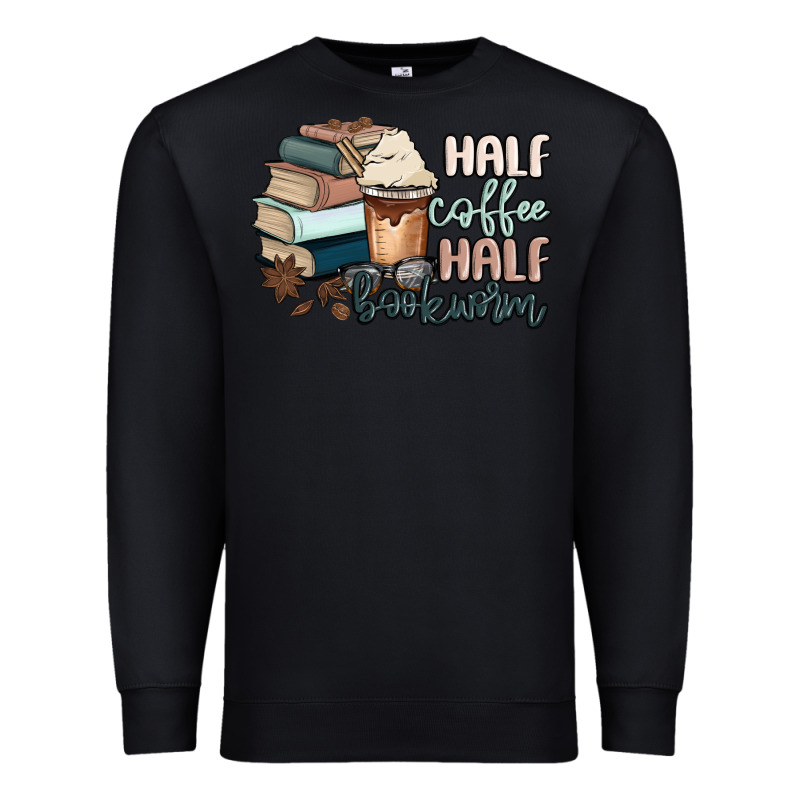 Half Coffee Half Bookworm Premium Sweatshirt by MaliasSmallBusiness | Teevron