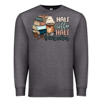 Charcoal Heather half coffee half bookworm Premium Sweatshirt - MaliasSmallBusiness