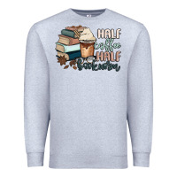 Heather Grey half coffee half bookworm Premium Sweatshirt - MaliasSmallBusiness