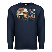 Navy half coffee half bookworm Premium Sweatshirt - MaliasSmallBusiness
