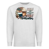 Oatmeal Heather half coffee half bookworm Premium Sweatshirt - MaliasSmallBusiness