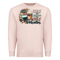 Pale Pink half coffee half bookworm Premium Sweatshirt - MaliasSmallBusiness