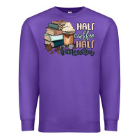 Purple half coffee half bookworm Premium Sweatshirt - MaliasSmallBusiness