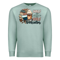 Seafoam half coffee half bookworm Premium Sweatshirt - MaliasSmallBusiness