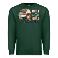Sports Green half coffee half bookworm Premium Sweatshirt - MaliasSmallBusiness