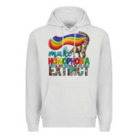 Dove Grey Lgbtq Make Homophobia Extinct Premium Hoodie - BundleAndBundleShop