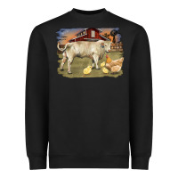 Black charolaris bull and chicken in barnyard Heavyweight Sweatshirt - RanaPortraitStore