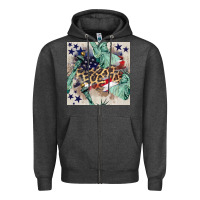 Charcoal Heather statue of liberty leopard Zipper Hoodie - BundleAndBundleShop