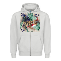 Dove Grey statue of liberty leopard Zipper Hoodie - BundleAndBundleShop