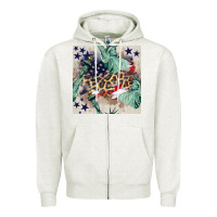 Oatmeal Heather statue of liberty leopard Zipper Hoodie - BundleAndBundleShop