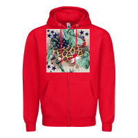 Red statue of liberty leopard Zipper Hoodie - BundleAndBundleShop