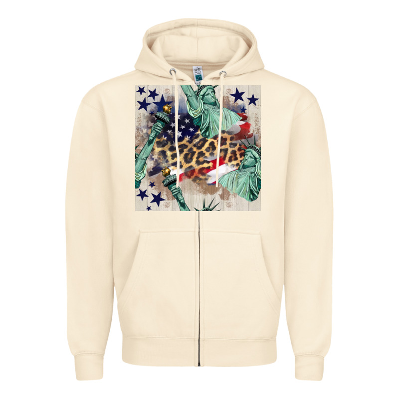 Statue Of Liberty Leopard Zipper Hoodie by BundleAndBundleShop | Teevron