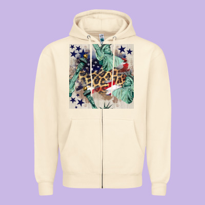 Statue Of Liberty Leopard Zipper Hoodie Designed By Bundleandbundleshop