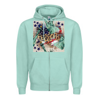 Seafoam statue of liberty leopard Zipper Hoodie - BundleAndBundleShop