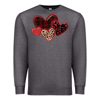 Charcoal Heather leopard hearts Premium Sweatshirt - MaliasSmallBusiness