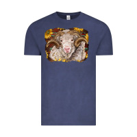 Vintage Denim merino ram with sunflowers Vintage Tee - BarkalooDesign