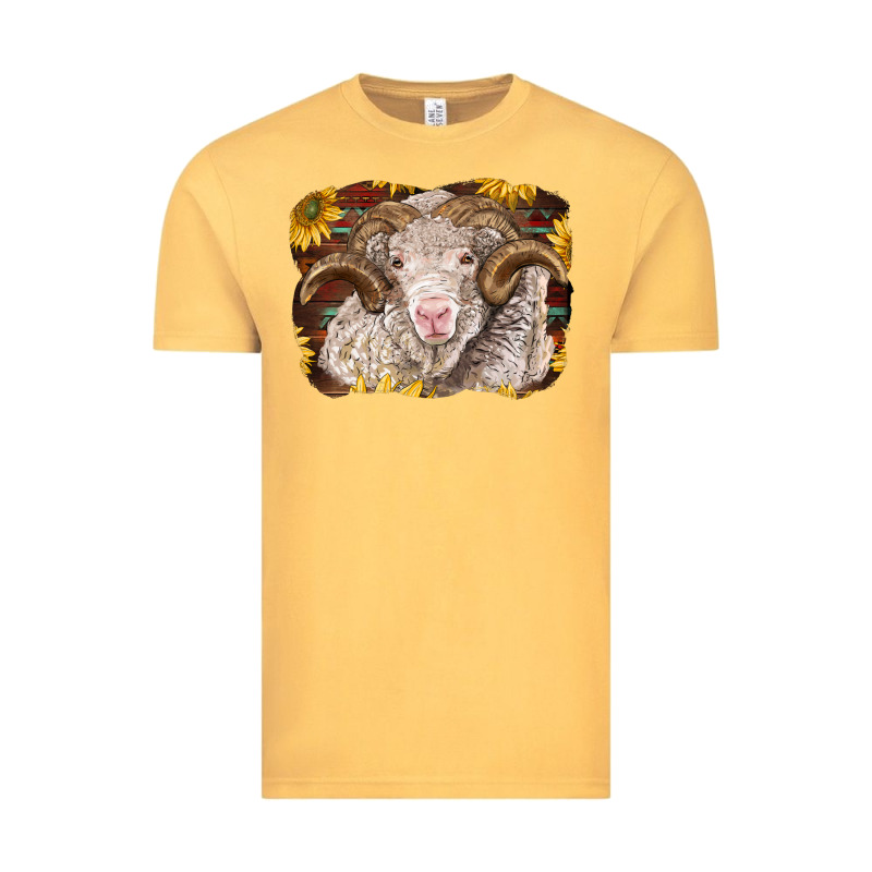 Merino Ram With Sunflowers Vintage Tee by BarkalooDesign | Teevron