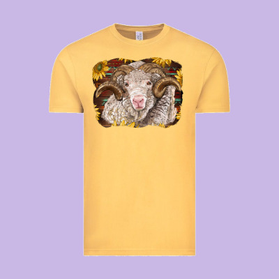 Merino Ram With Sunflowers Vintage Tee Designed By Barkaloodesign