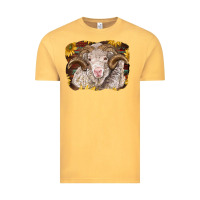 Vintage Mustard merino ram with sunflowers Vintage Tee - BarkalooDesign
