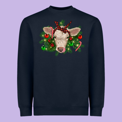 Christmas Charolais Calf Heavyweight Sweatshirt Designed By Ranaportraitstore