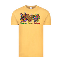 Vintage Mustard peace love autism Vintage Tee - Zillion Design Studio