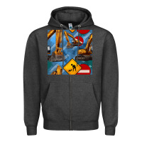 Charcoal Heather excavator seamless pattern Zipper Hoodie - BundleAndBundleShop