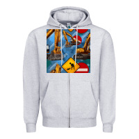 Heather Grey excavator seamless pattern Zipper Hoodie - BundleAndBundleShop
