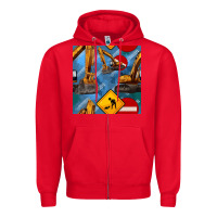 Red excavator seamless pattern Zipper Hoodie - BundleAndBundleShop