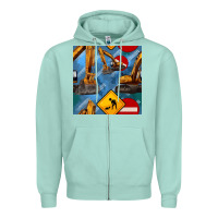 Seafoam excavator seamless pattern Zipper Hoodie - BundleAndBundleShop