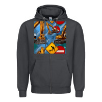 Smoke excavator seamless pattern Zipper Hoodie - BundleAndBundleShop