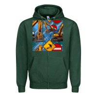 Sports Green excavator seamless pattern Zipper Hoodie - BundleAndBundleShop