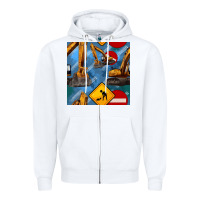 White excavator seamless pattern Zipper Hoodie - BundleAndBundleShop