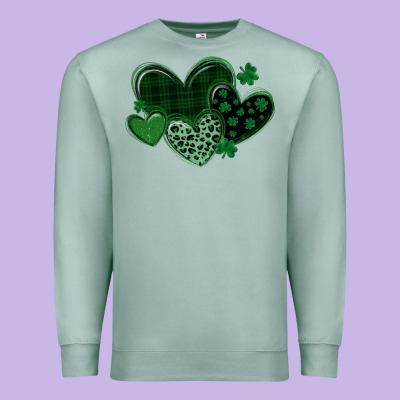 Leopard Hearts St Patricks Day Premium Sweatshirt Designed By Maliassmallbusiness