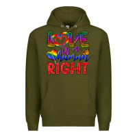 Army Green Love İs a Human Right Premium Hoodie - BundleAndBundleShop