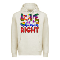 Oatmeal Heather Love İs a Human Right Premium Hoodie - BundleAndBundleShop