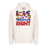 Pale Pink Love İs a Human Right Premium Hoodie - BundleAndBundleShop