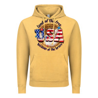 Vintage Mustard land of the free usa because of the brave billie w Vintage Hoodie - texasbilliewilder