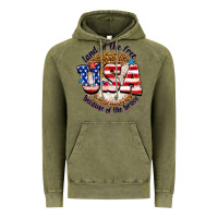 Vintage Olive land of the free usa because of the brave billie w Vintage Hoodie - texasbilliewilder