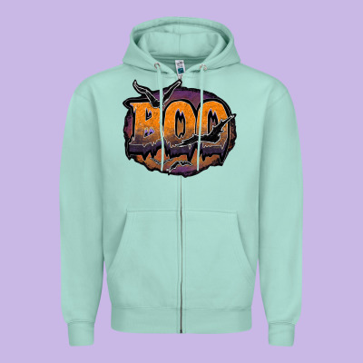 Boo Zipper Hoodie Designed By Jahusdesignshop