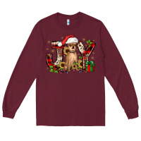 Burgundy Christmas joy chihuahua Long Sleeve Tee - JahusDesignShop
