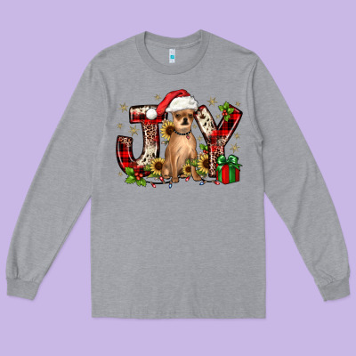 Christmas Joy Chihuahua Long Sleeve Tee Designed By Jahusdesignshop
