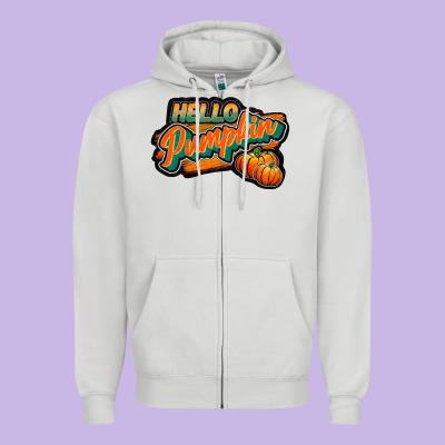 Hello Pumpkin Black Zipper Hoodie Designed By Jahusdesignshop