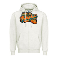 Oatmeal Heather hello pumpkin black Zipper Hoodie - JahusDesignShop