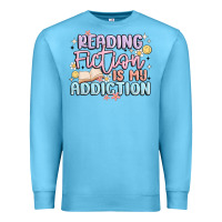 Ocean Blue reading fiction is my addiction Premium Sweatshirt - MaliasSmallBusiness
