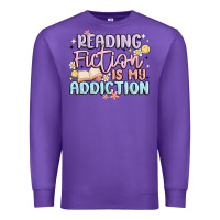 Purple reading fiction is my addiction Premium Sweatshirt - MaliasSmallBusiness