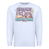 White reading fiction is my addiction Premium Sweatshirt - MaliasSmallBusiness