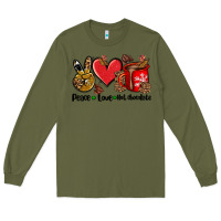 Army Green peace love  hot chocolate Long Sleeve Tee - AdoDesignShop