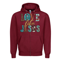 Burgundy love like jesus Zipper Hoodie - Artiststas